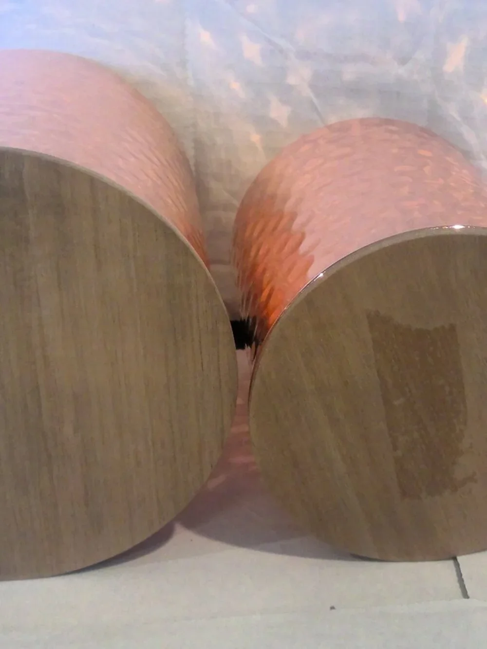 Hammered Copper Canister Set with Wood Lids